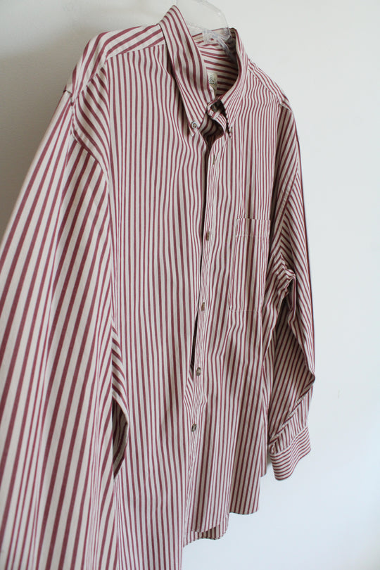 Cabela's Red & Beige Striped Button Down Shirt | XL