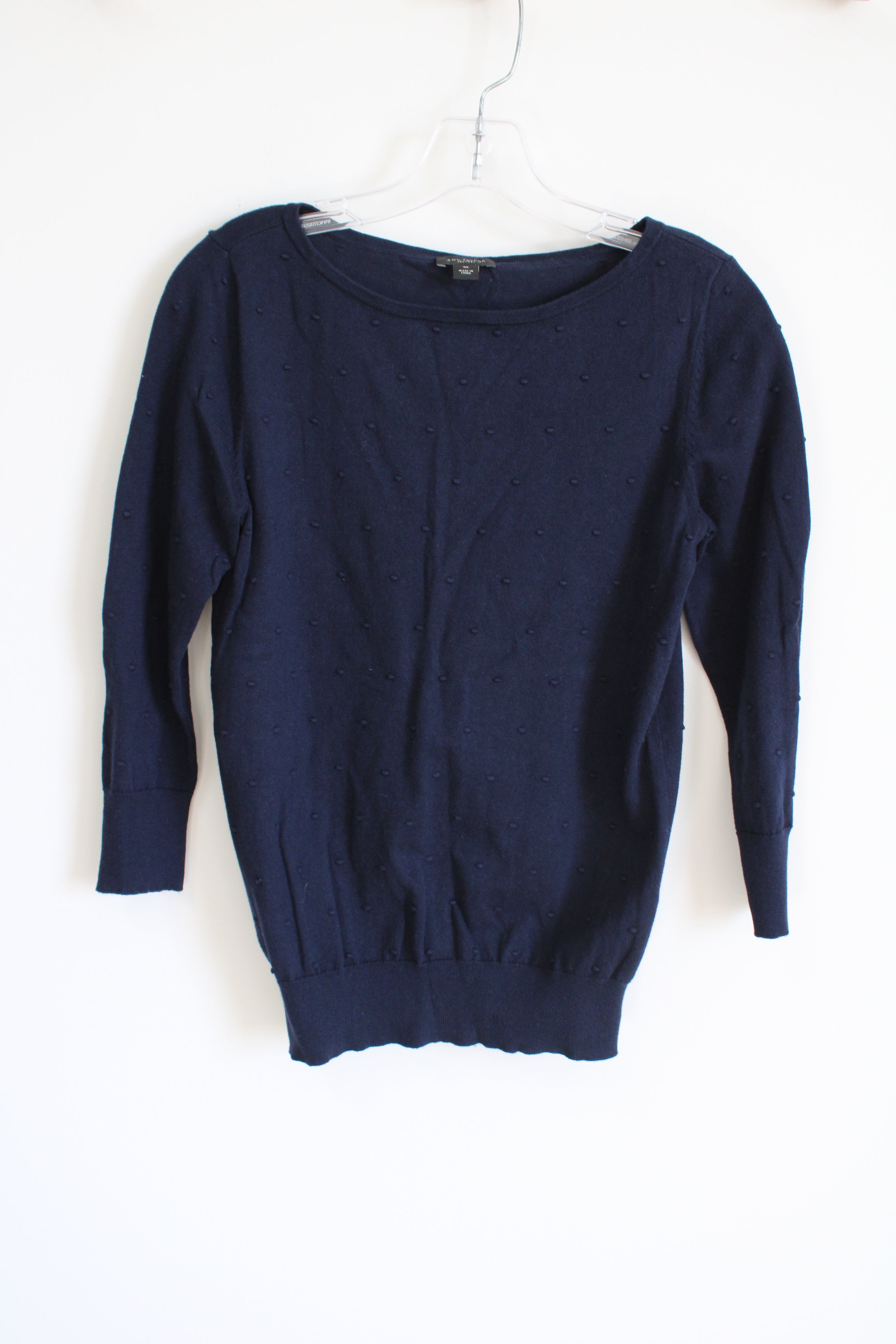 Ann Taylor Blue Knit Swiss Dot Sweater | XS