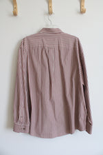 Cabela's Red & Beige Striped Button Down Shirt | XL