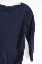 Ann Taylor Blue Knit Swiss Dot Sweater | XS