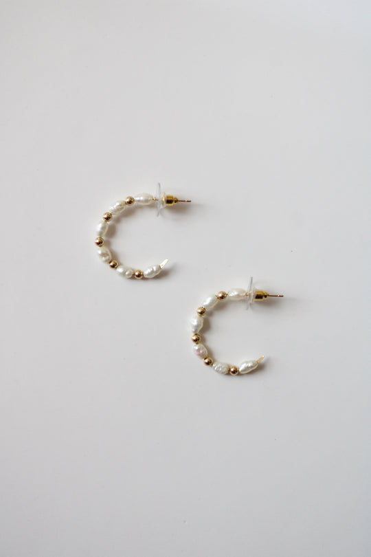 14K Baroque Pearl & Gold Hoop Earrings