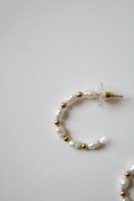 14K Pearl & Gold Hoop Earrings