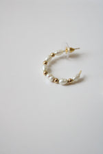 14K Pearl & Gold Hoop Earrings