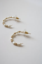 14K Pearl & Gold Hoop Earrings