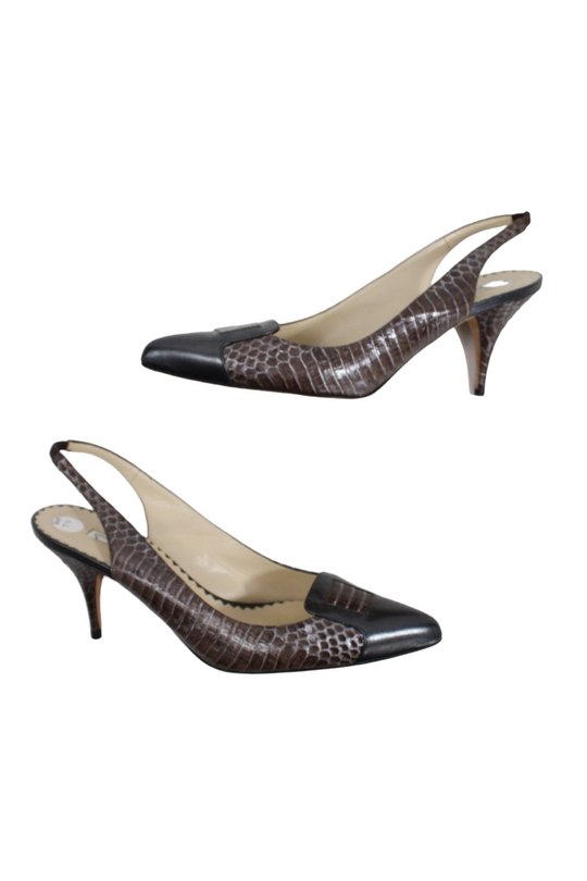Oscar De La Renta Python Slingback Pump Shoes | Size 7.5