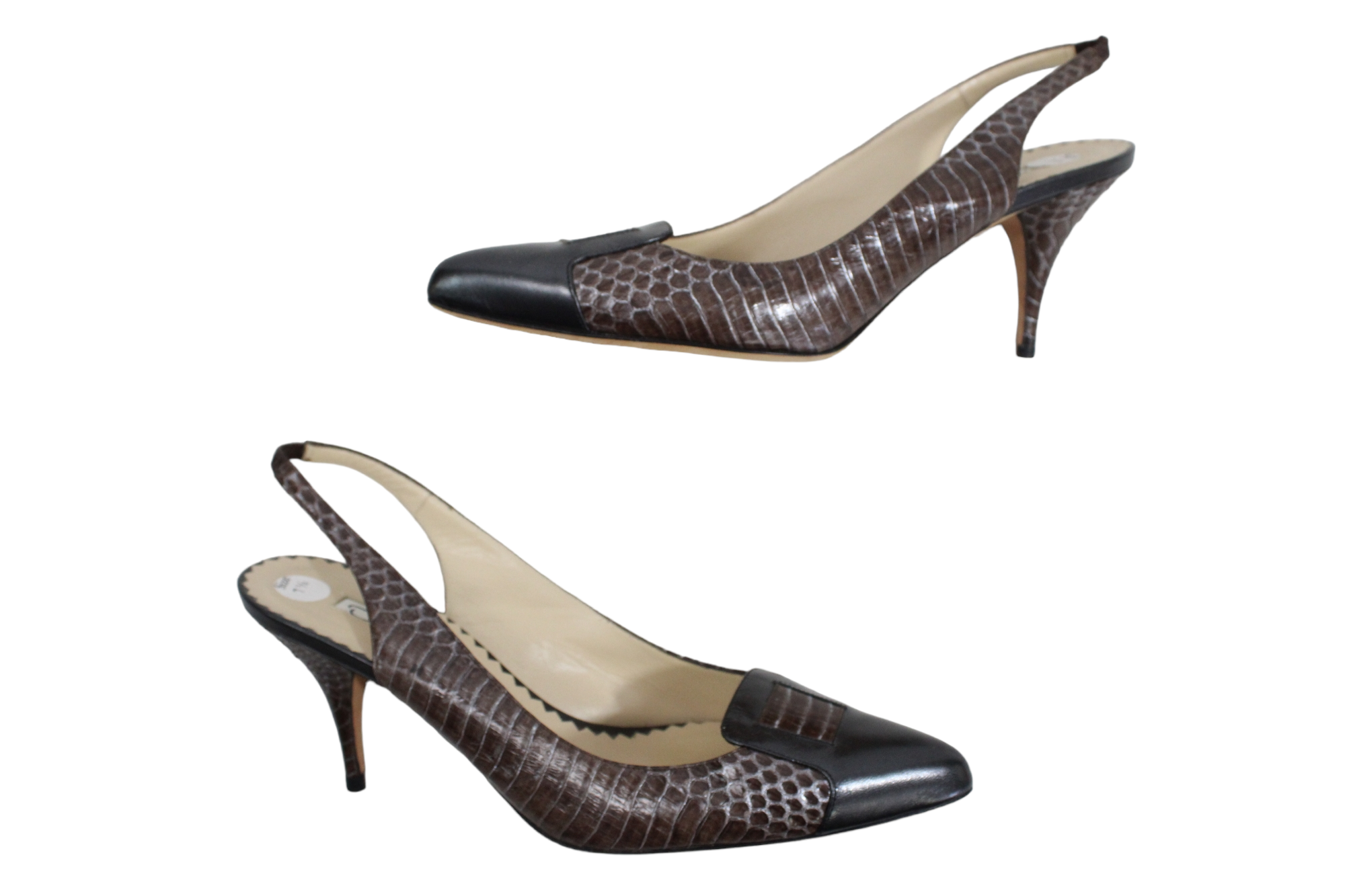 Oscar De La Renta Python Slingback Pump Shoes | Size 7.5