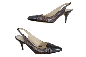 Oscar De La Renta Python Slingback Pump Shoes | Size 7.5