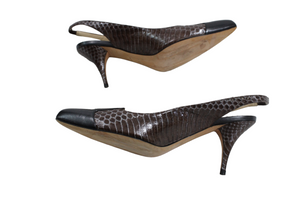 Oscar De La Renta Python Slingback Pump Shoes | Size 7.5