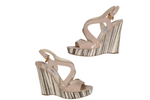 Prada Milano Patent Leather Nude Slingback Wedge Heels | Size 37.5