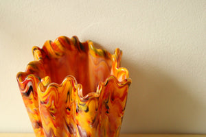 Orange Red Yellow Hand Blown Vase
