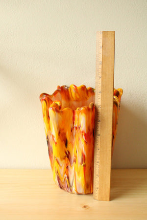 Orange Red Yellow Hand Blown Vase