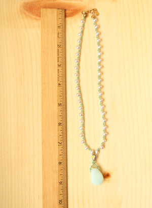 Genuine Pearl Blue Beaded Necklace