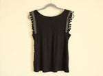 A New Day Black Embroidered Tassel Sleeve Tank | Size S