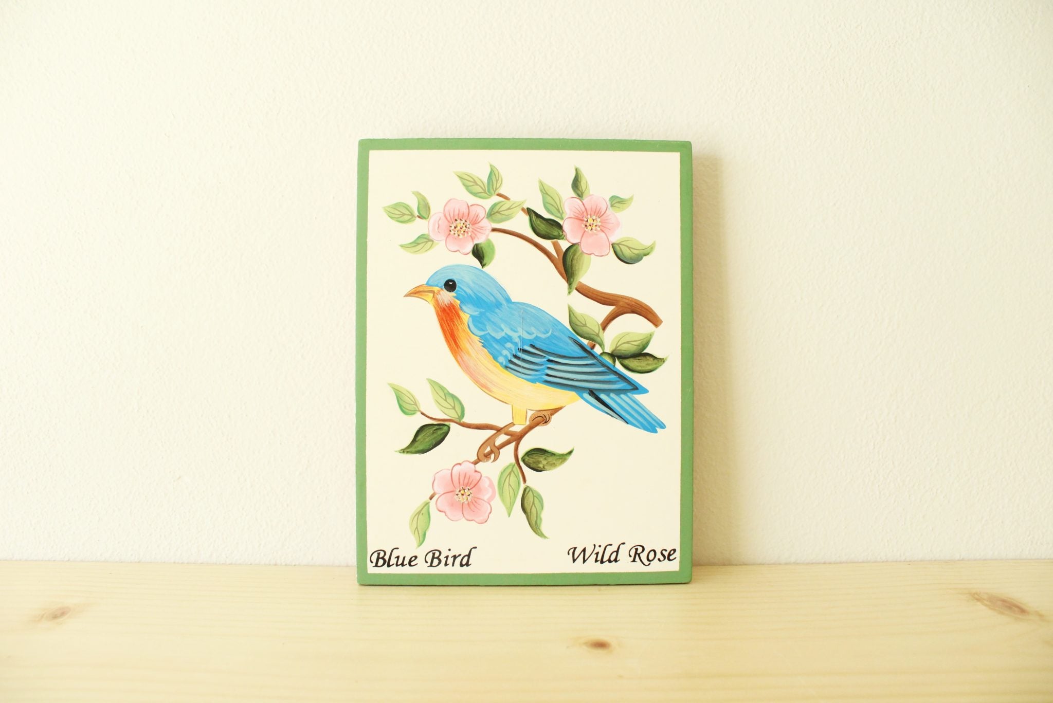 NEW Blue Bird Wild Rose Wooden Hanging Décor | 6X8" | Several Available