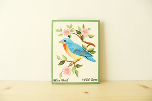 NEW Blue Bird Wild Rose Wooden Hanging Décor | 6X8" | Several Available