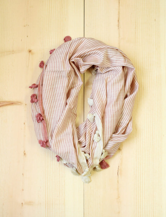 NEW Sandy & Sid Striped Tassel Infinity Scarf | Multiple Available