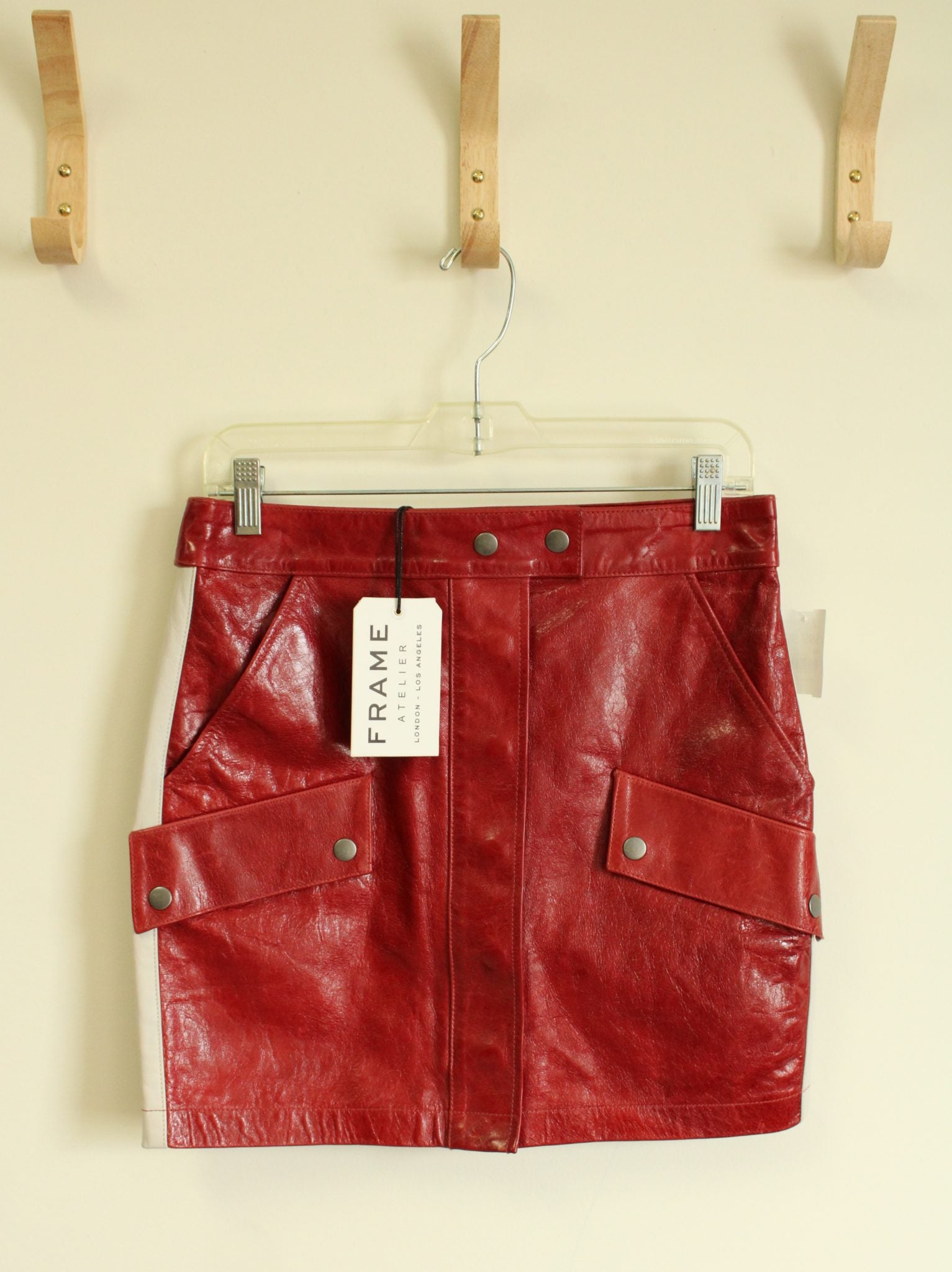 NEW Frame Atelier London-Los Angeles Red Leather Skirt | Size 29 | US Size 8