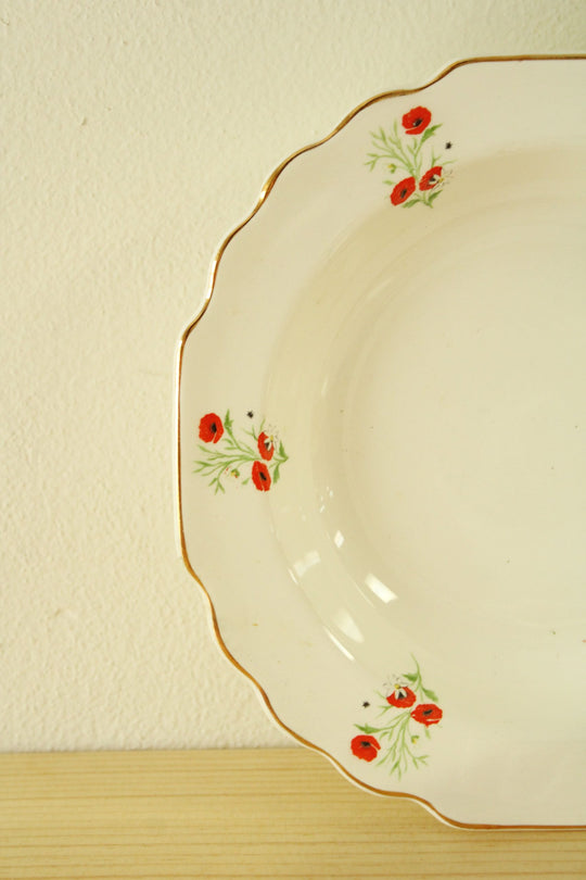 RARE Lido W.S. George White 293A Made In The USA Poppy China Dinner Plates | Set Of 7