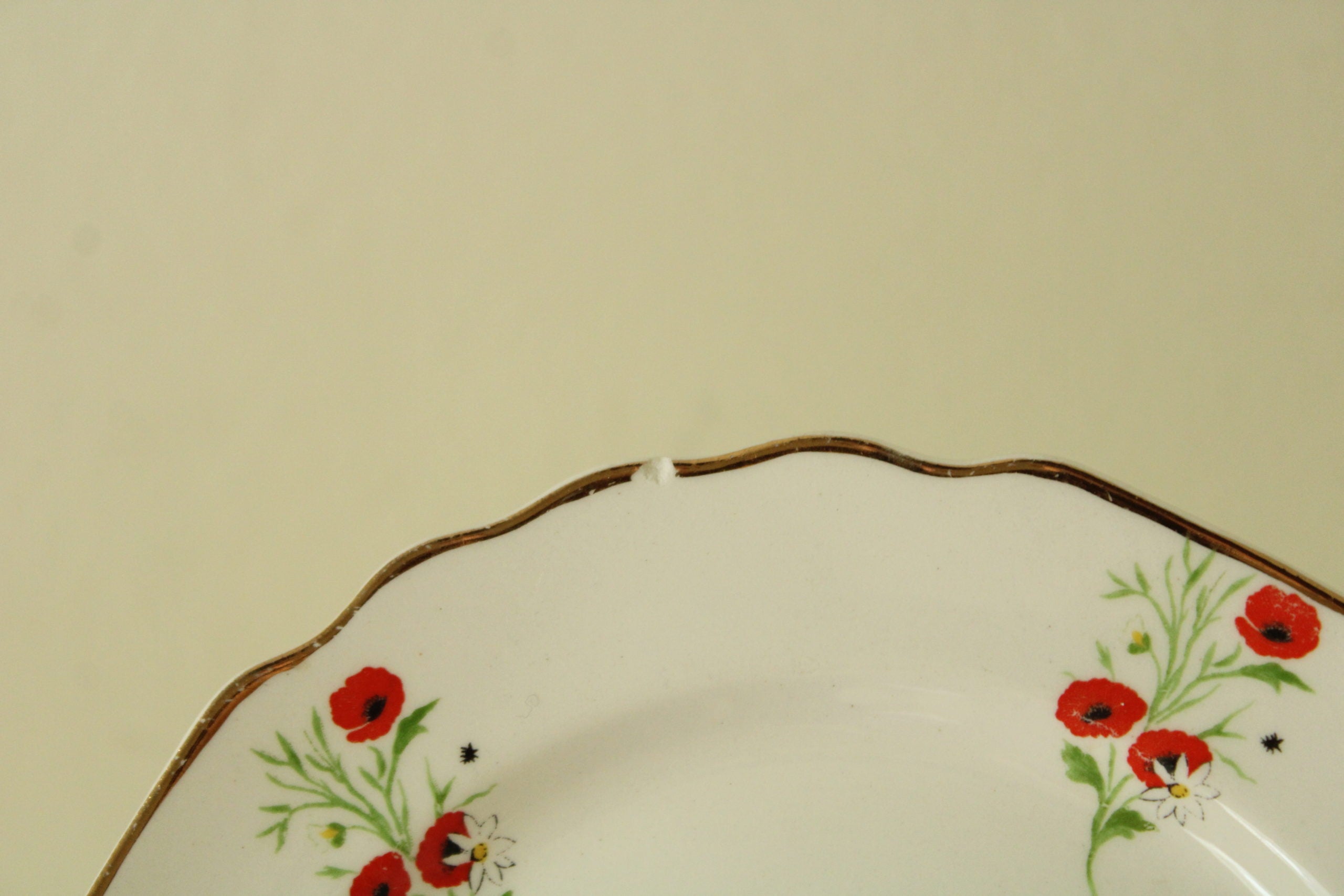 RARE Lido W.S. George Poppy Flower White Made In The USA 293A 7″ Dessert/Salad Plates | Set Of 7