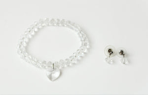 Clear Glass Beaded Bracelet/Anklet & Earring Set