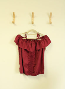 Maroon Cold Off-The-Shoulder Top | Size M