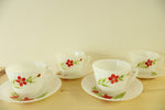Made In The USA Red Flower Teacups | Set Of 4