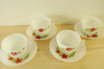 Made In The USA Red Flower Teacups | Set Of 4