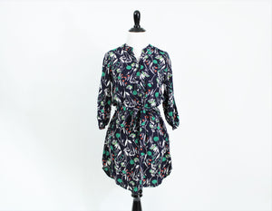 Jessy B Navy Floral Belted Dress | Size XS