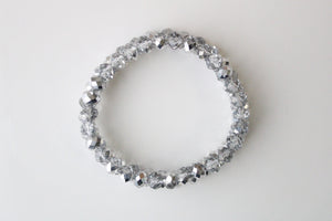 Gray Clear Glass Stone Crystal Stretch Bracelet