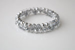 Gray Clear Glass Stone Crystal Stretch Bracelet