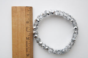 Gray Clear Glass Stone Crystal Stretch Bracelet
