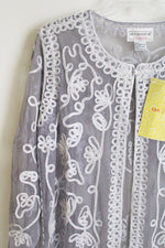 NEW Victor Costa Occasion Gray Embroidered Top | L