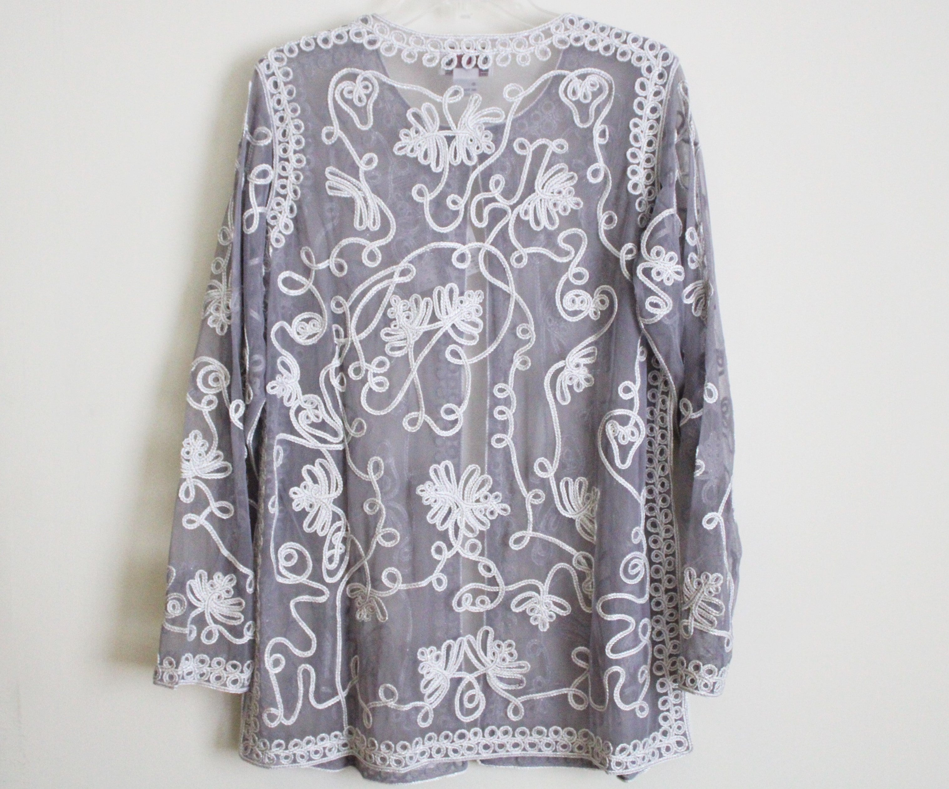 NEW Victor Costa Occasion Gray Embroidered Top | L
