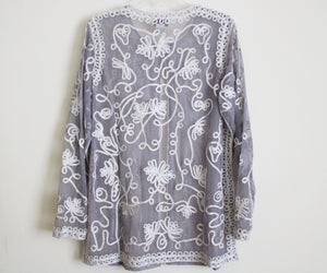 NEW Victor Costa Occasion Gray Embroidered Top | L