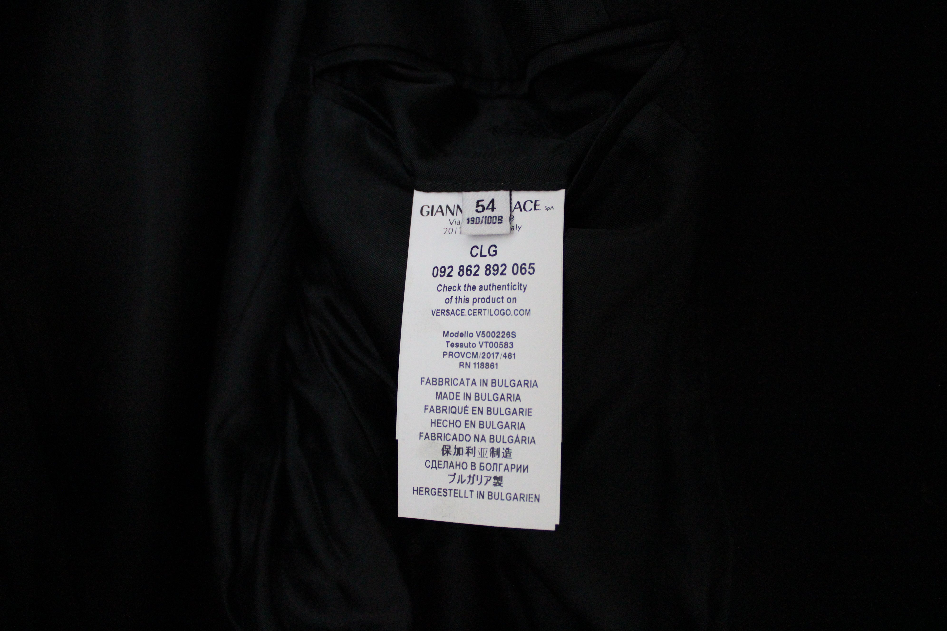 Gianni Versace Collection Single Breasted Soft Wool Black Coat | 54 | 2XL