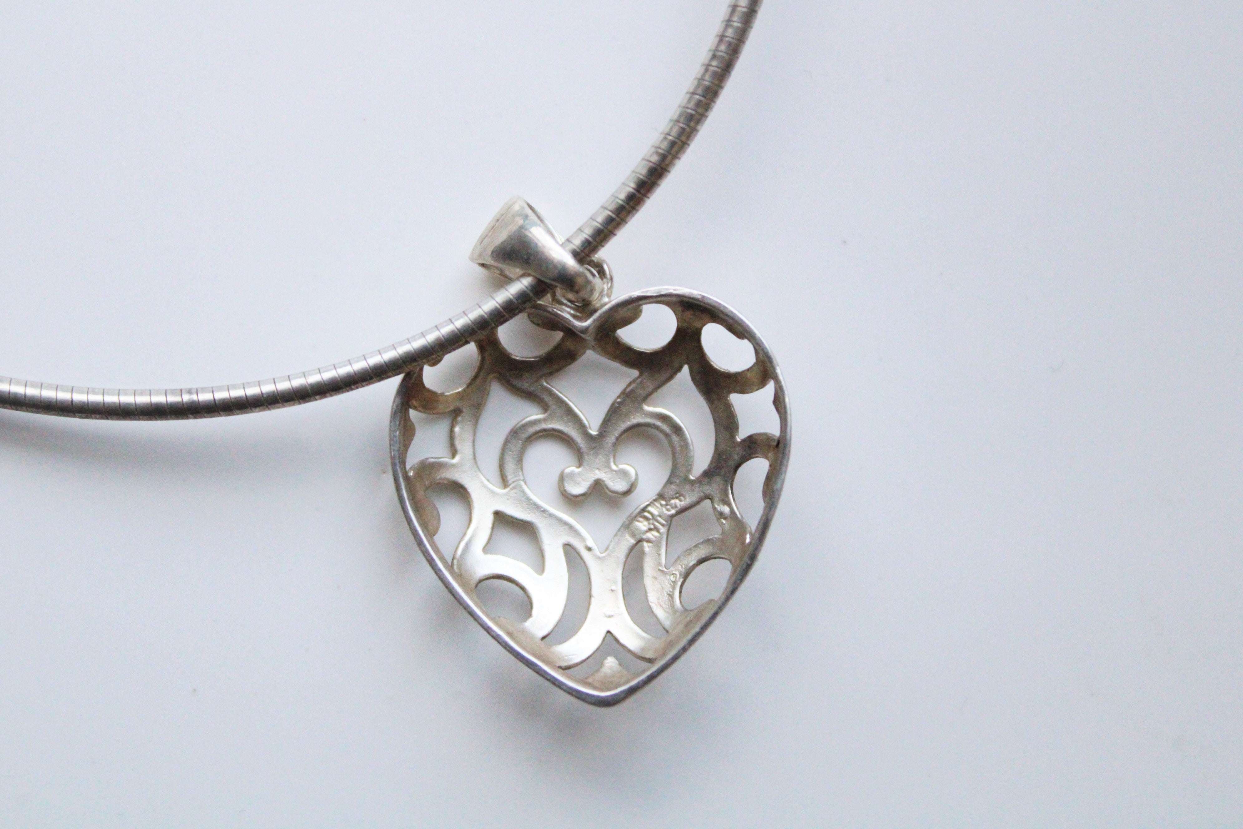 925 Sterling Silver Heart Charm Necklace