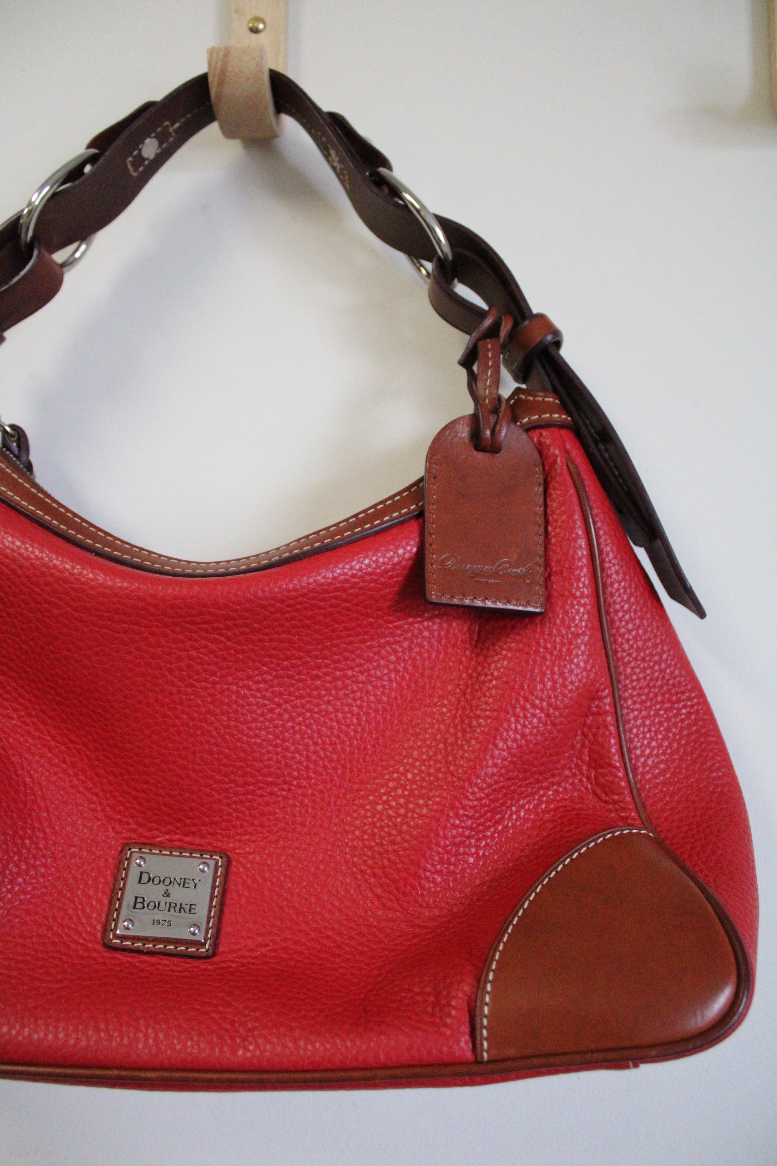 Dooney & Bourke Red Leather Hobo Bag Purse