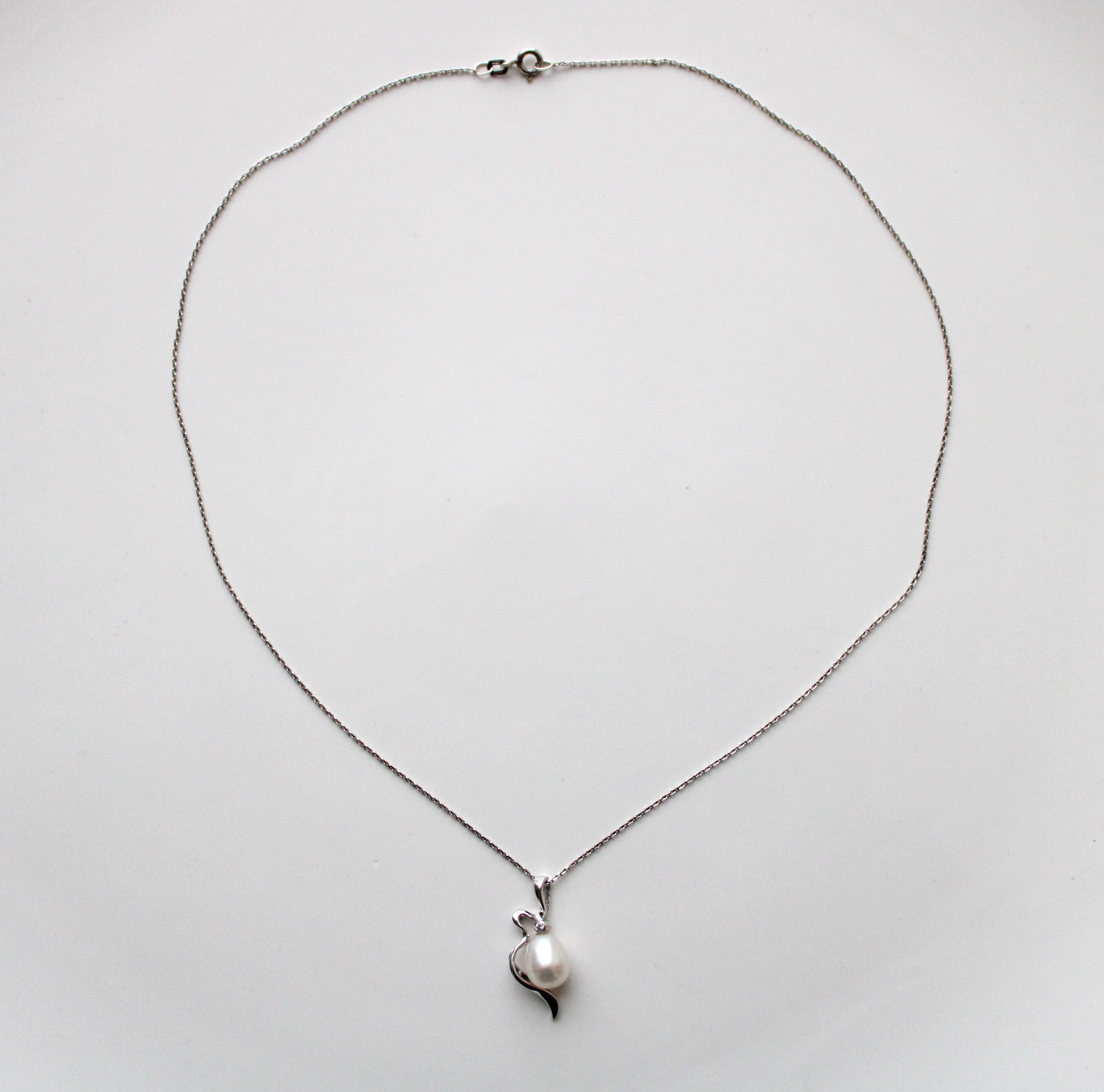 Genuine Pearl Sterling Silver Pendant Necklace