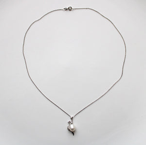 Genuine Pearl Sterling Silver Pendant Necklace