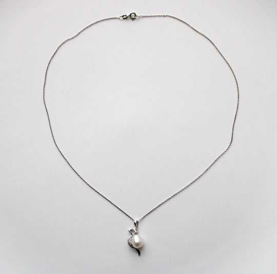 Genuine Pearl Sterling Silver Pendant Necklace