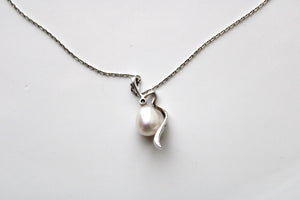 Genuine Pearl Sterling Silver Pendant Necklace