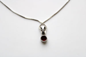 Red Jewel Pendant Sterling Silver Necklace
