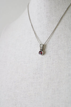 Red Jewel Pendant Sterling Silver Necklace