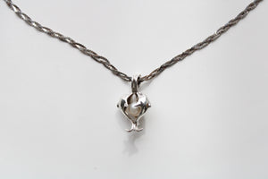 Dolphin Pearl Sterling Silver Braided Chain Necklace