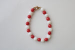 Mother Of Pearl Coral Glass Beaded Bracelet