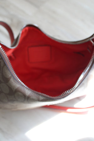 Signature sufflette patent leather crossbody bag Coach Red in Patent  leather - 38660408