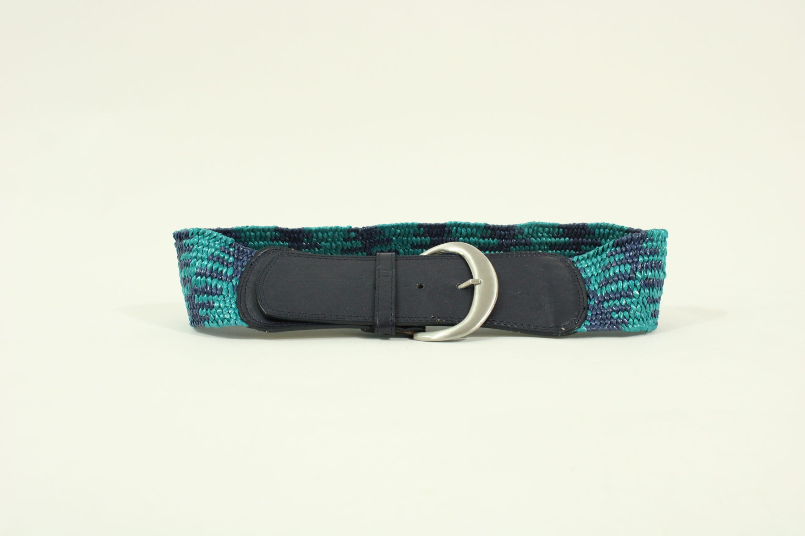 New York & Company Blue Weaved Elastic Belt | Size Small