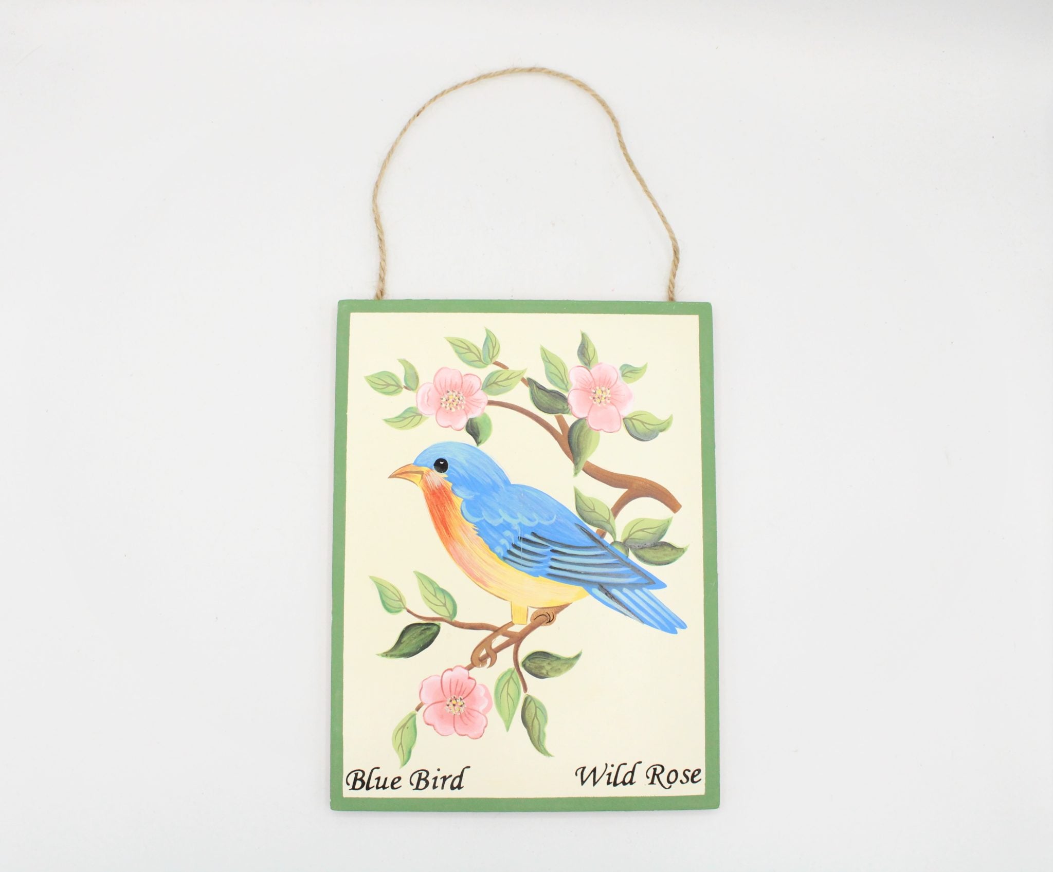 NEW Blue Bird Wild Rose Wooden Hanging Décor | 6X8" | Several Available
