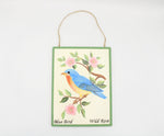NEW Blue Bird Wild Rose Wooden Hanging Décor | 6X8" | Several Available