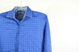Robert Graham Designer Blue Button Down Classic Fit Shirt | M